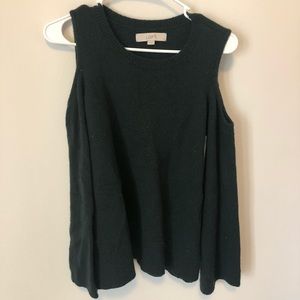 LOFT Green Cold Shoulder Sweater - S